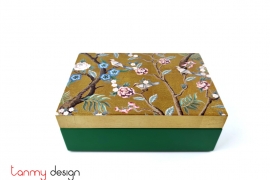 Rectangle lacquer box with flower branch in spring pattern 12*17*6 cm